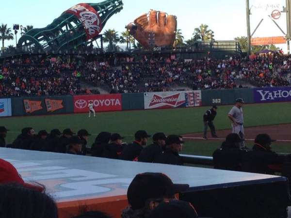 Oracle Park, section: 121, row: B, seat: 15and16