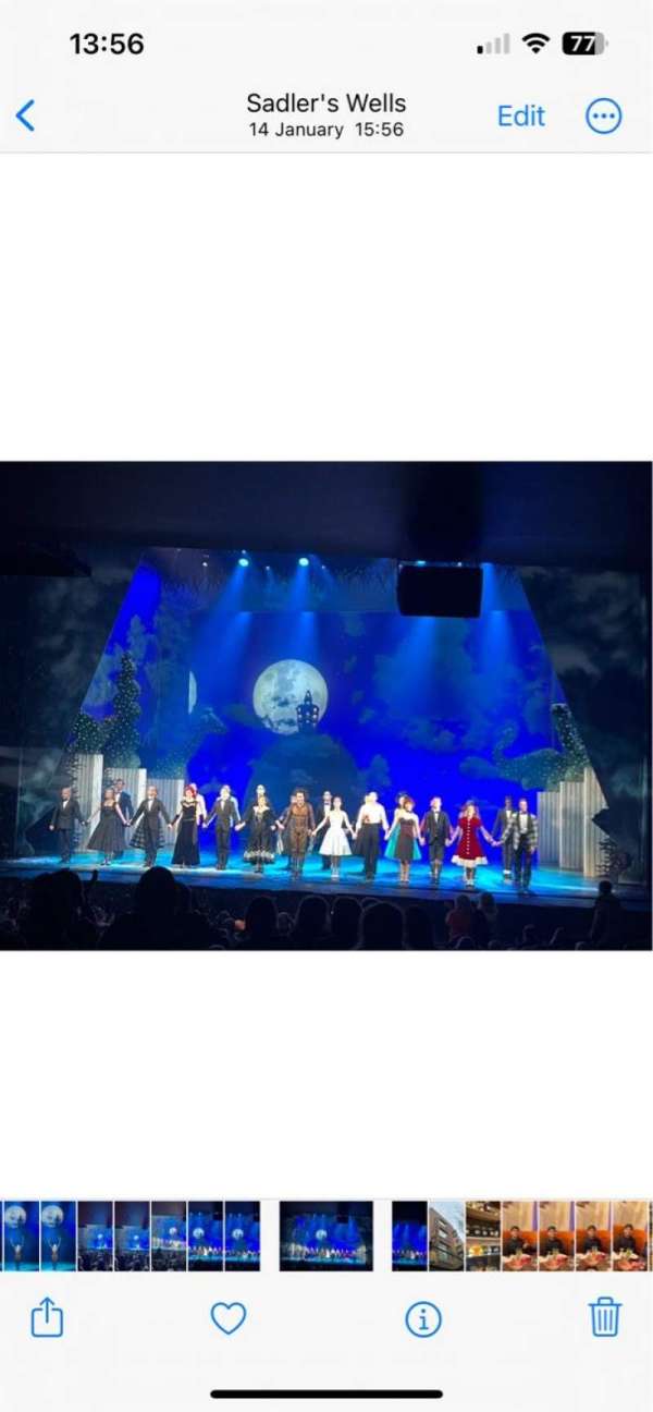 Sadler's Wells Theatre, section: Stalls, row: P, seat: 11