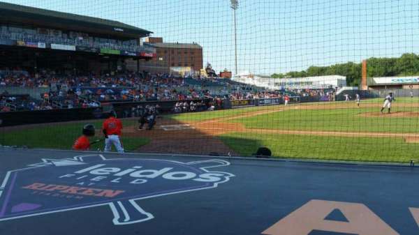 Ripken Stadium, section: 109, row: A, seat: 3