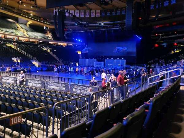 Madison Square Garden, section: 106, row: 3, seat: 5