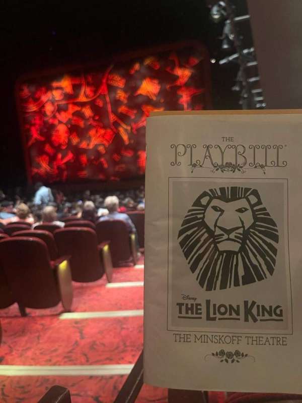 Minskoff Theatre, section: Orchestra R, row: V, seat: 2