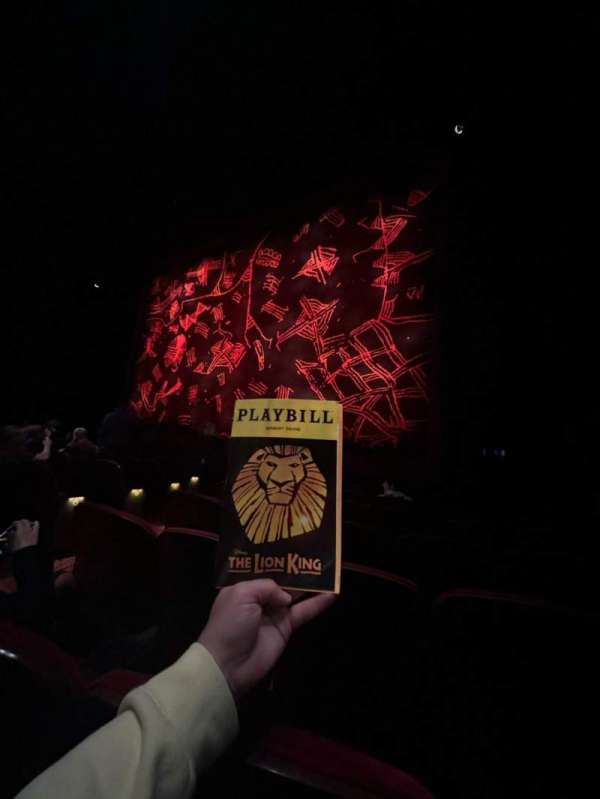 Minskoff Theatre, section: Orchestra R, row: G, seat: 8