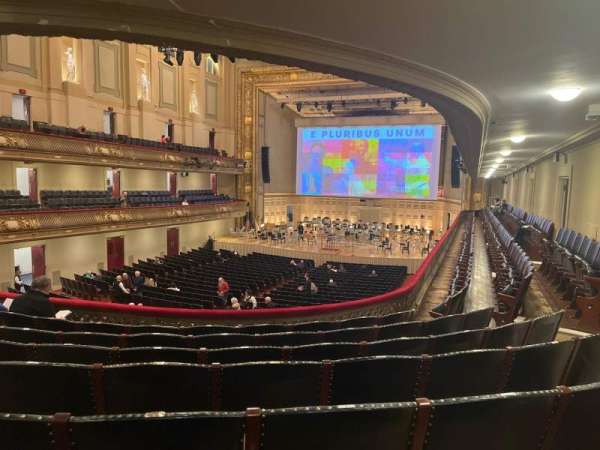 Symphony Hall, Boston, section: First balcony center, row: G, seat: 1