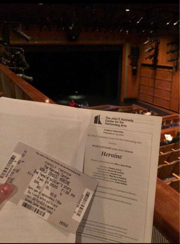 The Kennedy Center Family Theater, section: GAL, row: GL, seat: 4
