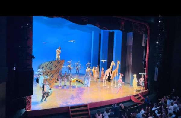 Minskoff Theatre, section: Mezzanine, row: BB, seat: 1