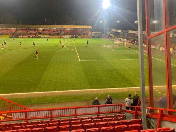 Broadfield Stadium, section: West A, row: J, seat: 6