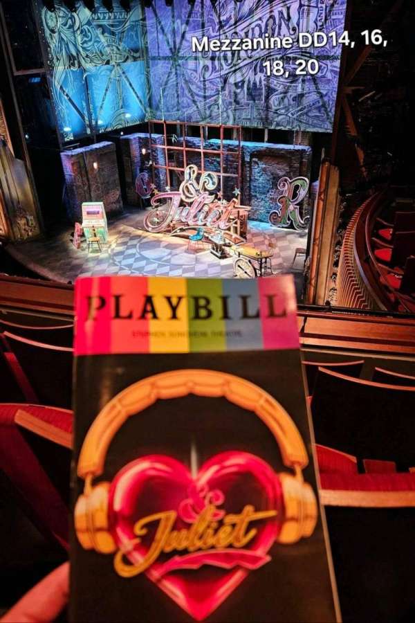 Stephen Sondheim Theatre, section: Mezzanine R, row: DD, seat: 14,16,18,20