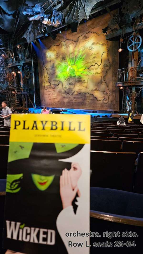 Gershwin Theatre, section: Orchestra R, row: L, seat: 28-34