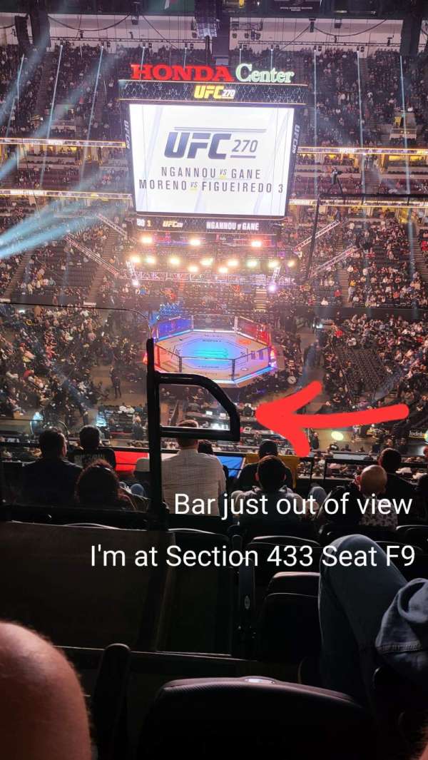 Honda Center, section: 433, row: F, seat: 9