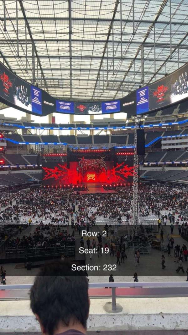 SoFi Stadium, section: 232, row: 2, seat: 19