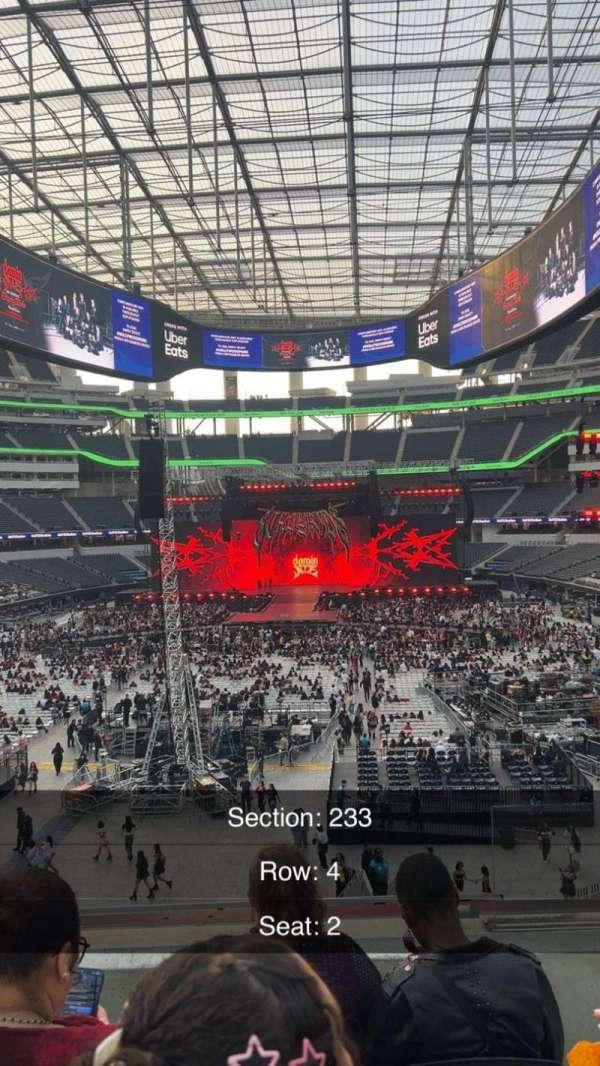SoFi Stadium, section: 233, row: 4, seat: 2