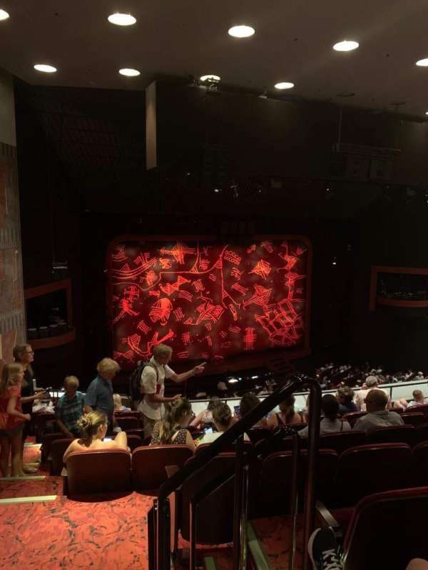 Minskoff Theatre, section: Mezzanine, row: G, seat: 101