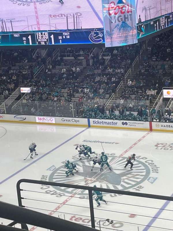 SAP Center, section: 113, row: 6, seat: 21