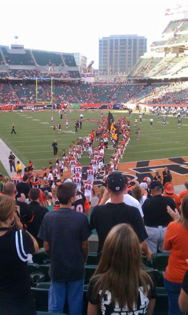 Paycor Stadium, section: end zone, row: front, seat: 1-15