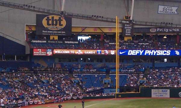 Tropicana Field, section: 102, row: M, seat: 1