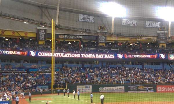 Tropicana Field, section: 102, row: M, seat: 1