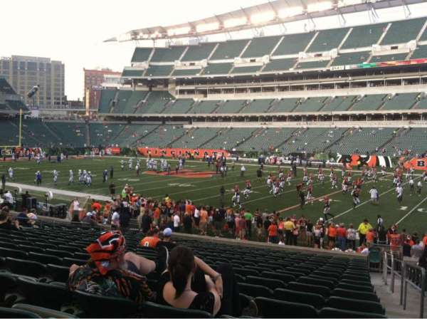 Paycor Stadium, section: 106, row: 19, seat: 1