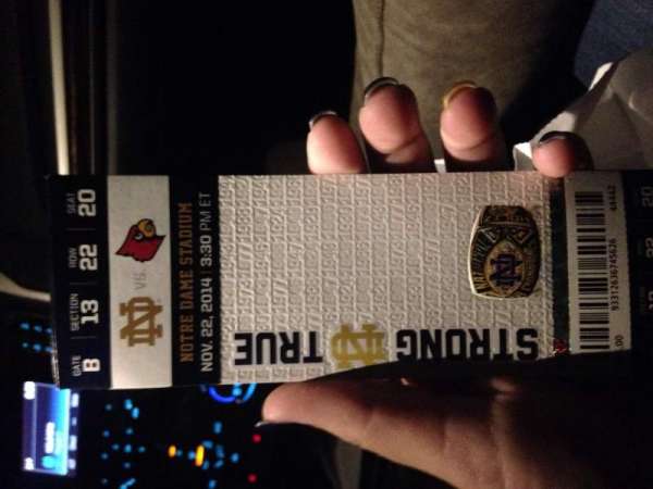Notre Dame Stadium, section: 13, row: 22, seat: 20