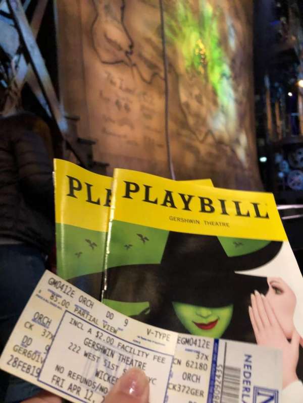 Gershwin Theatre, section: Orchestra L, row: DD, seat: 11