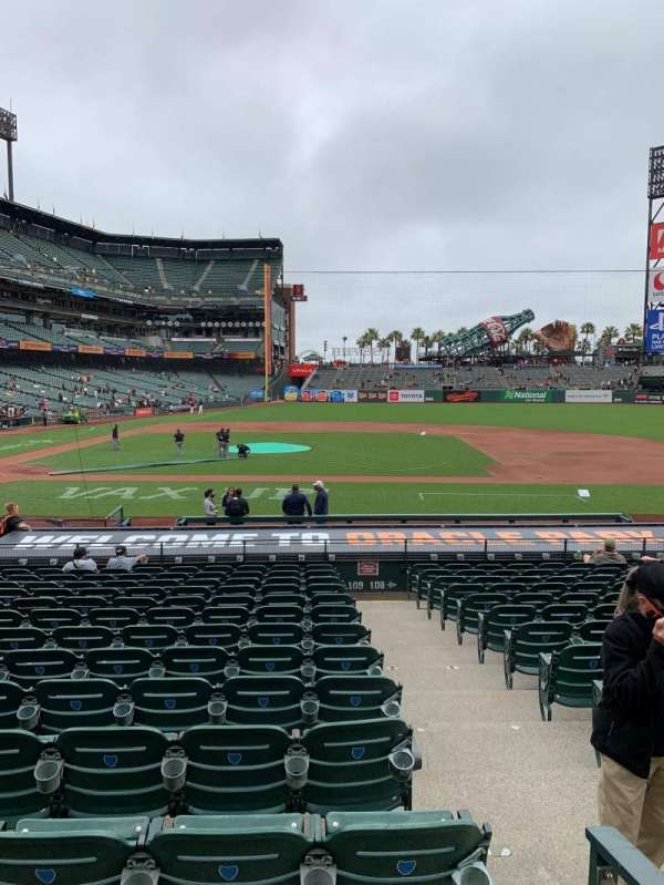 Oracle Park, section: 108, row: O, seat: 1