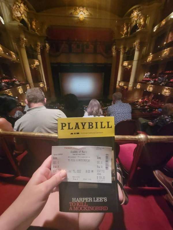 Academy of Music, section: Balcony E, row: A, seat: 110