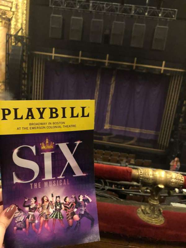 Emerson Colonial Theatre, section: Dress Circle RC, row: B, seat: 102