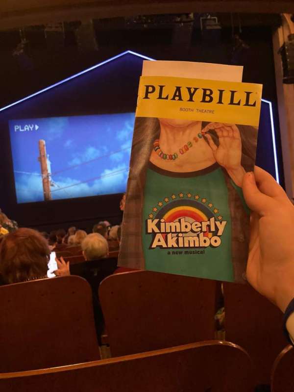 Booth Theatre, section: Orchestra C, row: L, seat: 107