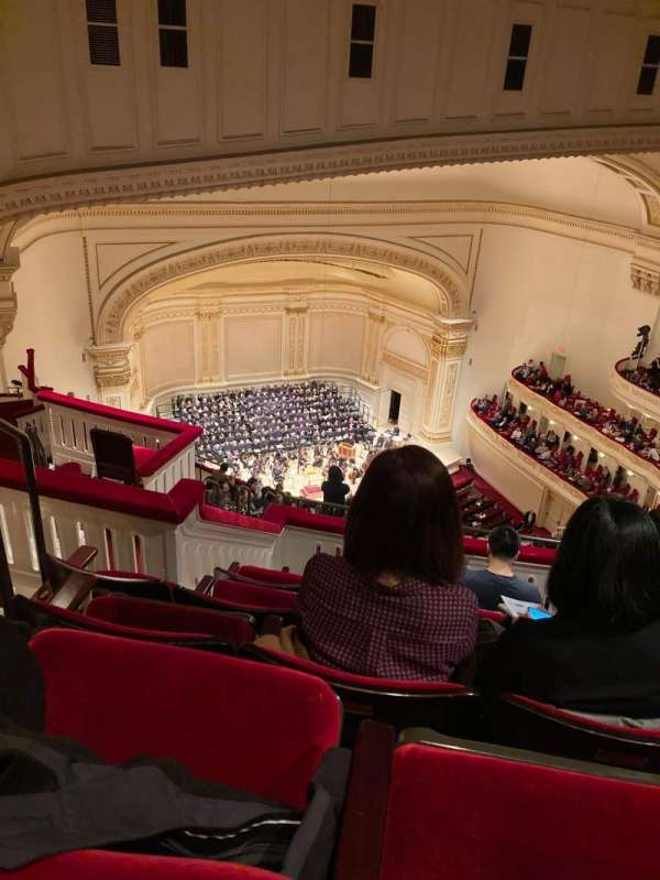Carnegie Hall, section: Upper Balcony L, row: Q, seat: 45