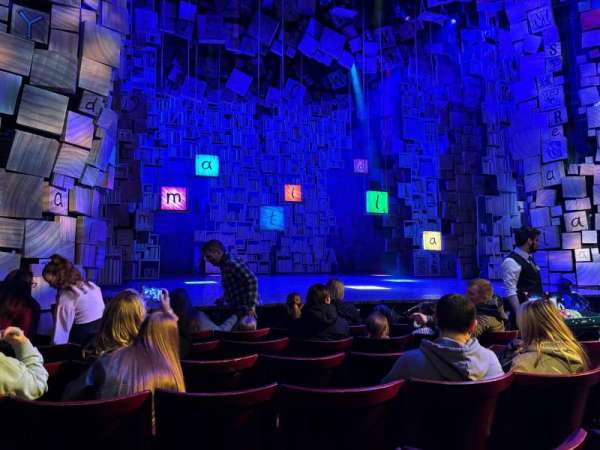 Cambridge theatre, section: Stalls, row: G, seat: 20