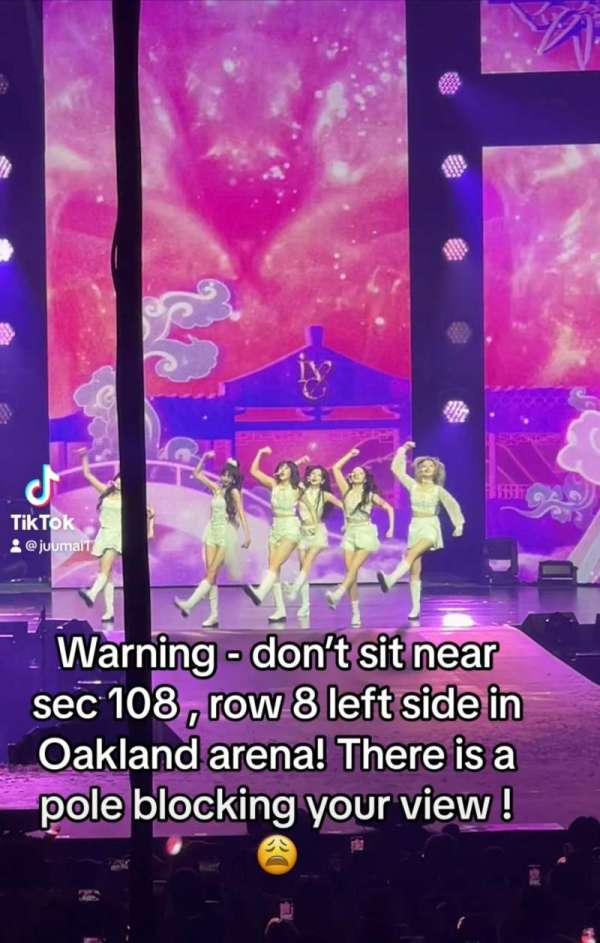Oakland Arena, section: 108, row: 8, seat: 12