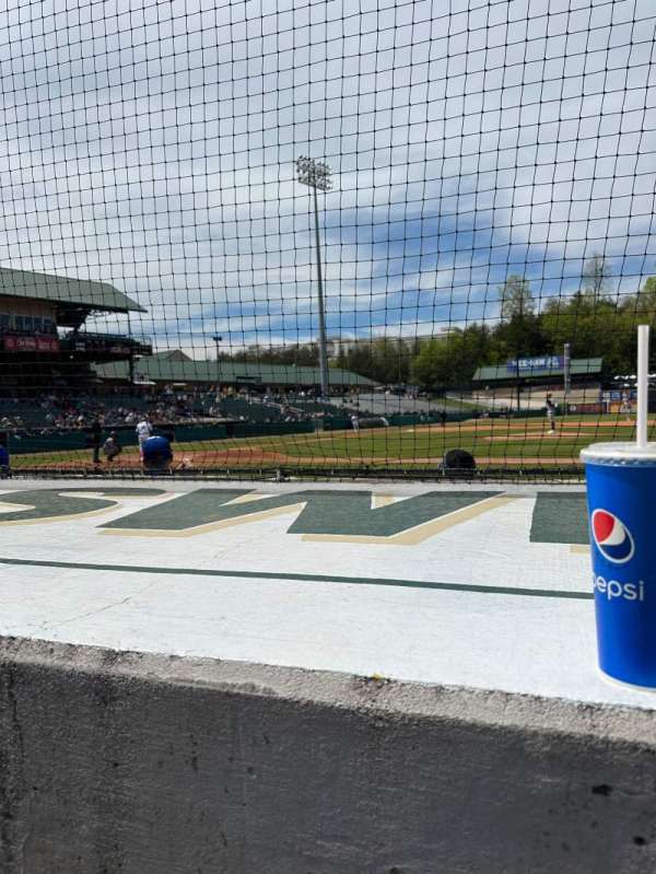 Smokies Stadium, section: 105, row: 1, seat: 9