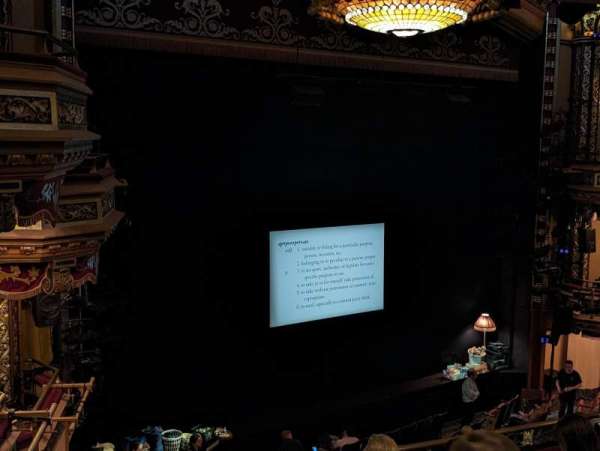 Belasco Theatre, section: Mezzanine L, row: F, seat: 21