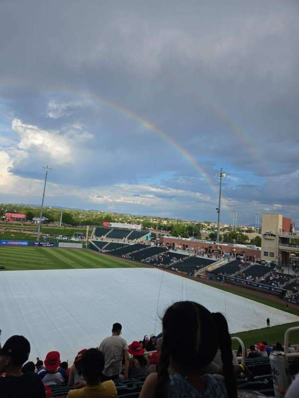 Isotopes Park, section: 203, row: Q, seat: 6