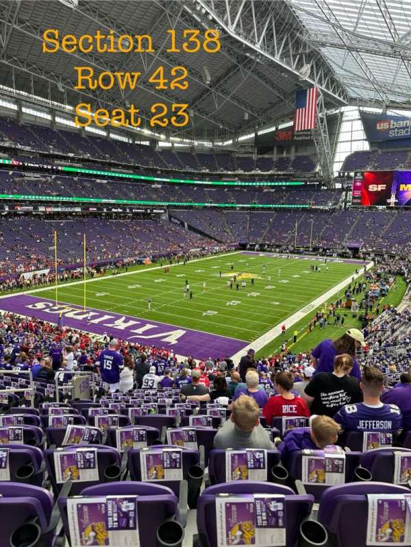U.S. Bank Stadium, section: 138, row: 42, seat: 23