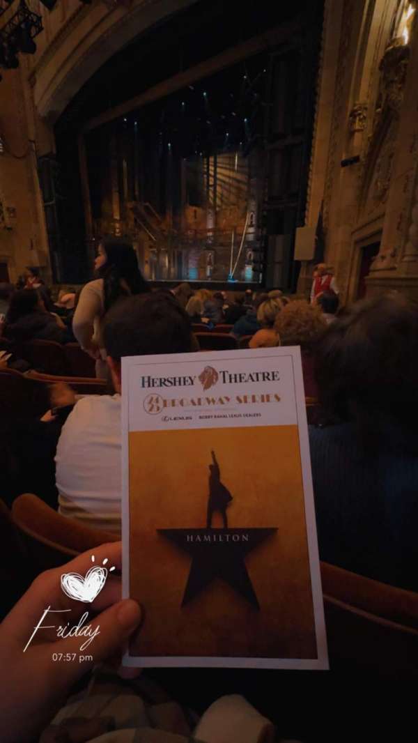 Hershey Theatre, section: Orchestra R, row: L, seat: 26