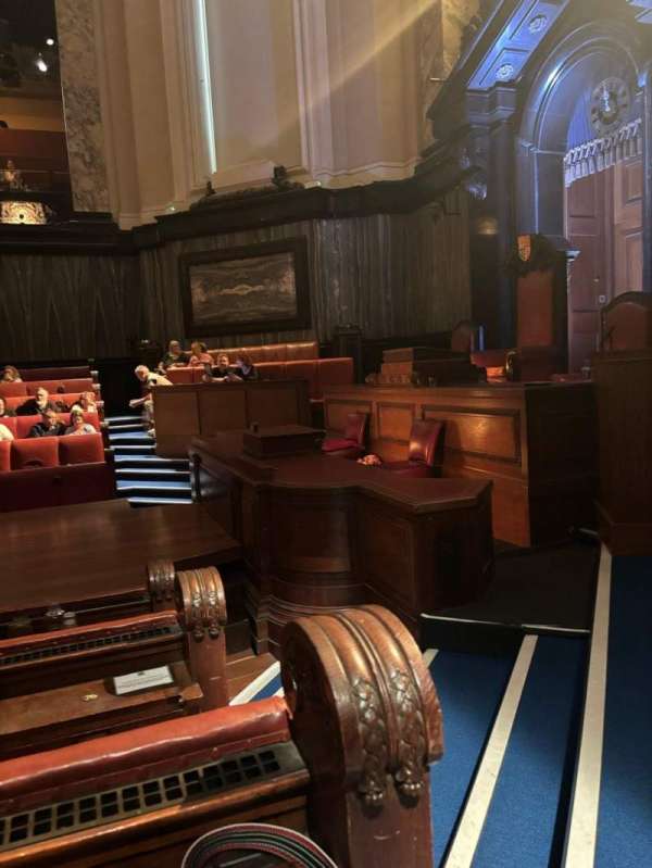 London County Hall, section: Courtroom Stalls, row: D, seat: 112