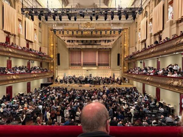Symphony Hall, Boston, section: First balcony center, row: B, seat: 15
