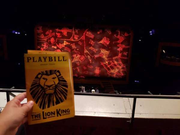 Minskoff Theatre, section: Mezzanine, row: B, seat: 126