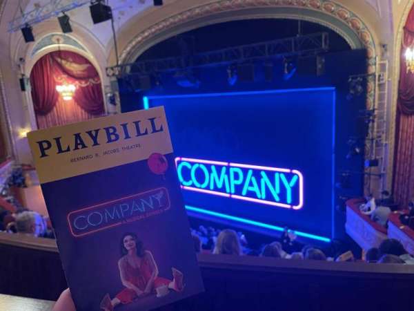 Bernard B. Jacobs Theatre, section: Mezzanine R, row: E, seat: 22