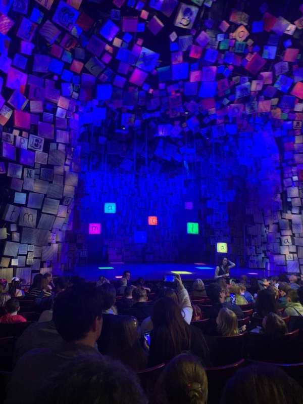 Cambridge Theatre, section: Stalls, row: M, seat: 25