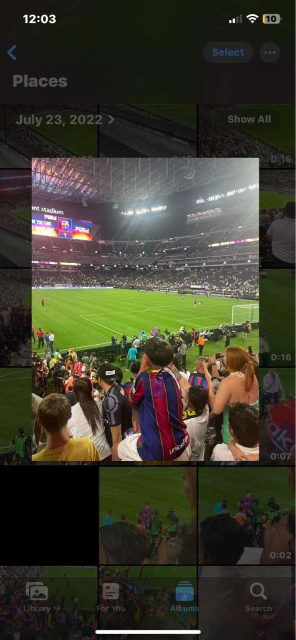 Allegiant Stadium, section: 103, row: 10, seat: 13
