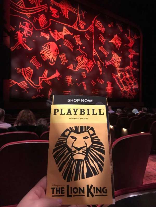 Minskoff Theatre, section: Orchestra L, row: L, seat: 1, 3 & 5