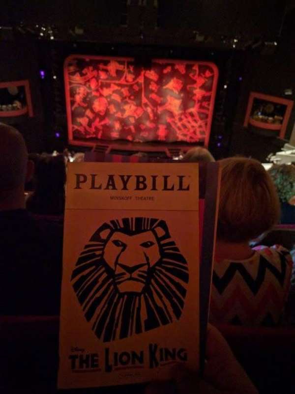 Minskoff Theatre, section: Mezzanine, row: L, seat: 129