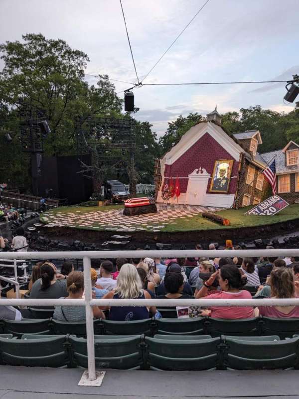 The Delacorte Theater in Central Park, section: H, row: N, seat: 801