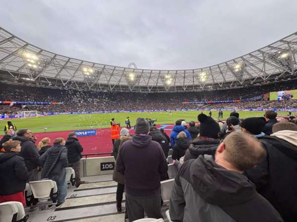 London Stadium, section: 106, row: 6, seat: 355