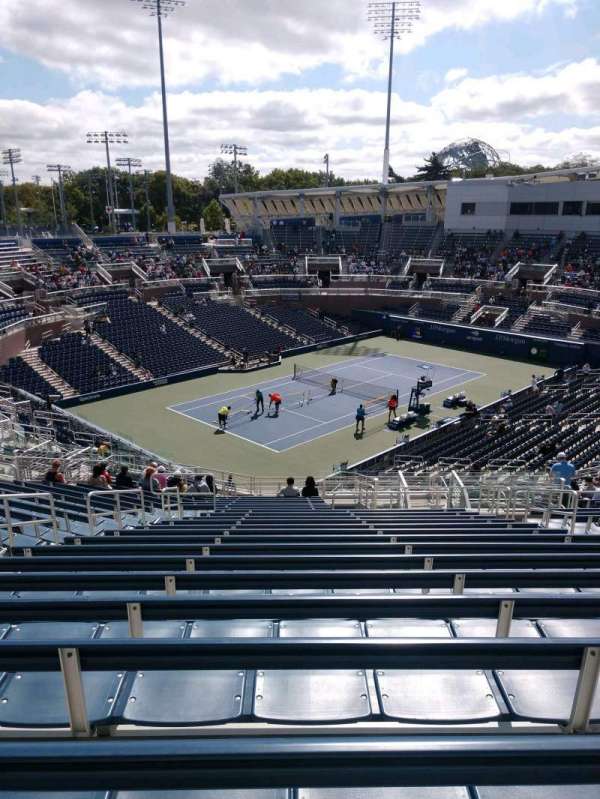 Billie Jean King National Tennis Center, Grandstand, section: F, row: V, seat: 8