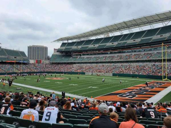 Paycor Stadium, section: 102, row: 20, seat: 5