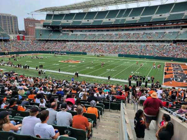 Paycor Stadium, section: 106, row: 32w, seat: 2