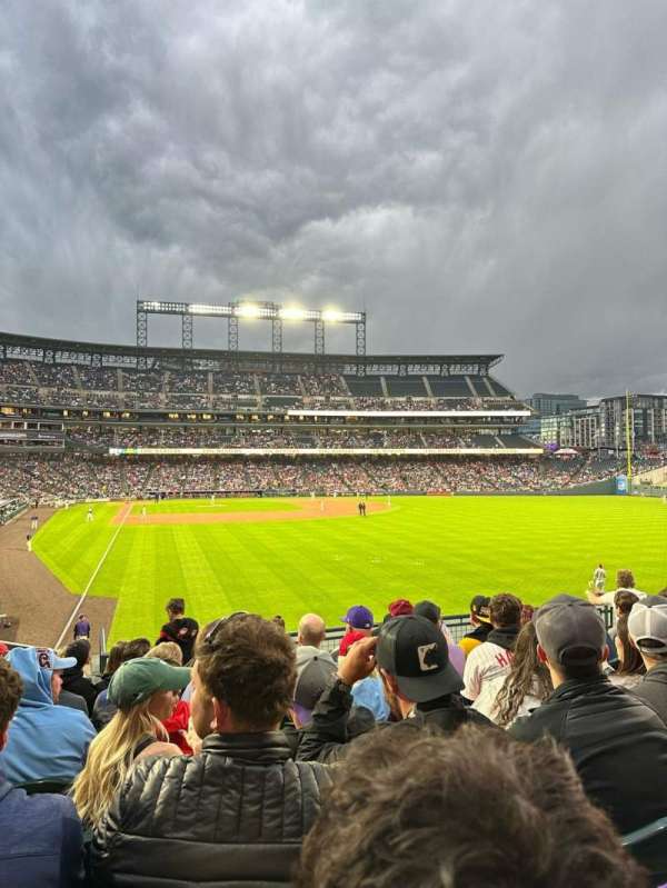 Coors Field, section: 108, row: 9, seat: 4
