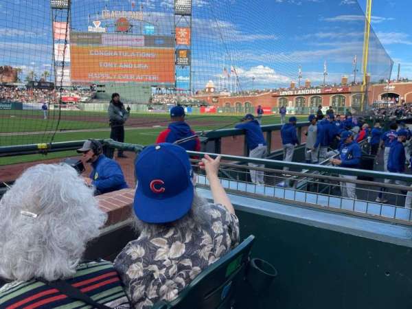 Oracle Park, section: Dugout Box, row: AA, seat: 13